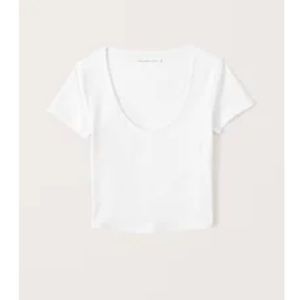 Abercrombie & Fitch Cotton Seamless Fabric Scoopneck Tee - White
